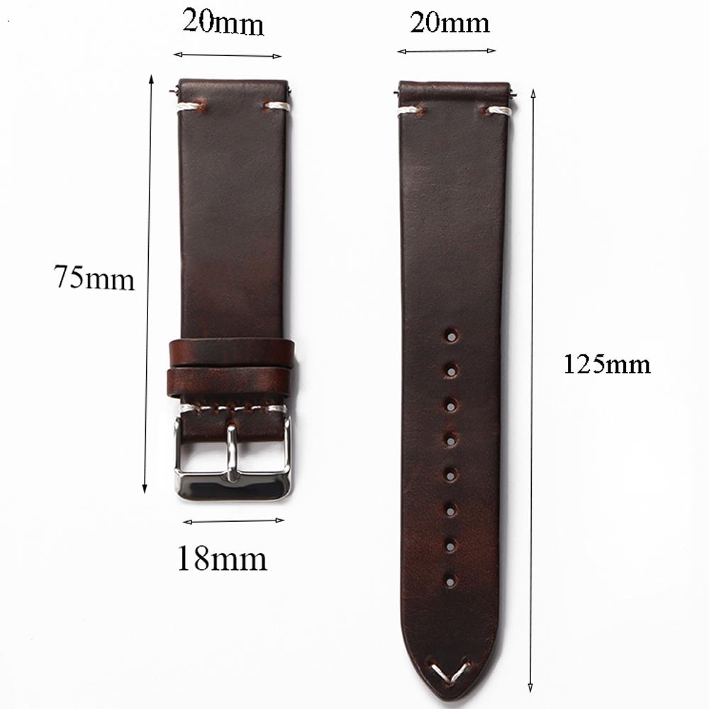 18mm 19mm 20mm 21mm 22mm 24mm Genuine Cowhide Retro Oil Wax Watchband Quick Release Leather Strap for Seiko for Rolex Wristband
