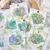 Greenery Series Seashell Light PET Stickers: 6 Styles of Green Plant Décor for Journals and Collages