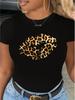 Women's Leopard Lip Graphic T-Shirt Casual Short Sleeve Crew Top Women Tshirt Streetwear Tees T