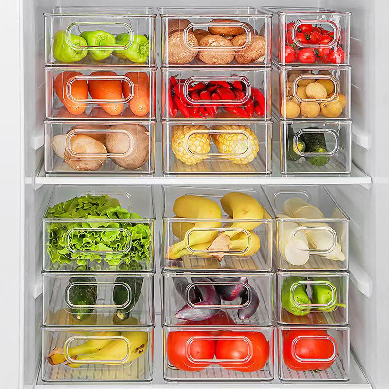 Transparent PET Kitchen Refrigerator Drawer Organizer for Food Storage