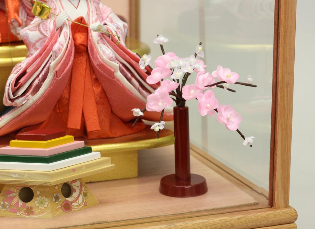 Hina Doll Case Decoration Hina Doll Cherry Blossom Pattern Back Five Person Case Decoration Komachi W63 X D38 X H44cm