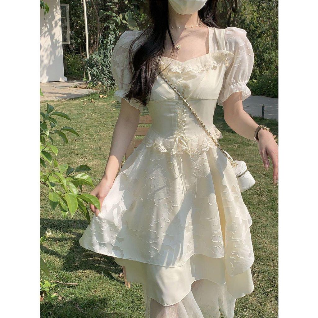 Elegant High-Quality Mesh Short-Sleeve Slimming Midi Dress for Women
