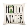 Christmas Linen Pillow Cover Santa Sofa Pillow Holiday Printed Pillow Cover