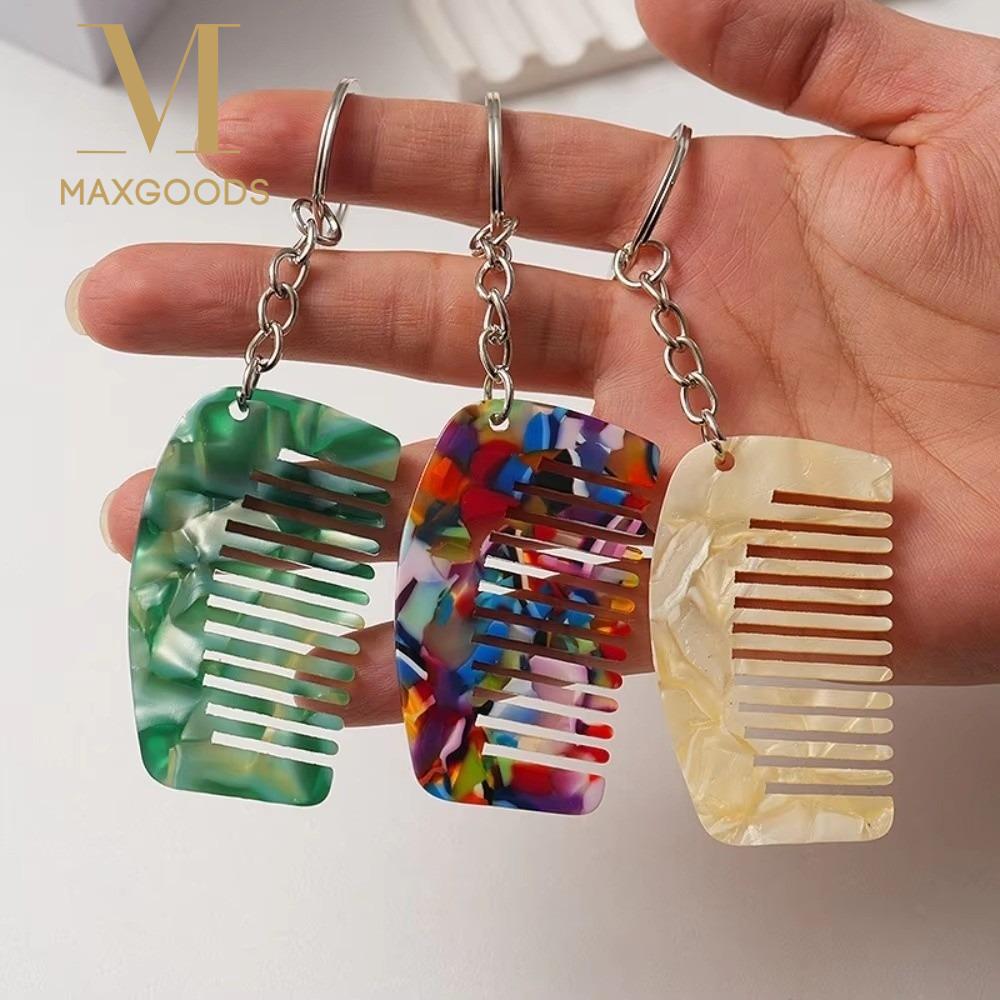 New Mini Comb Keychain Comb Colorful Hanging Ornament Keyring Resin Key Chain Bag Decoration