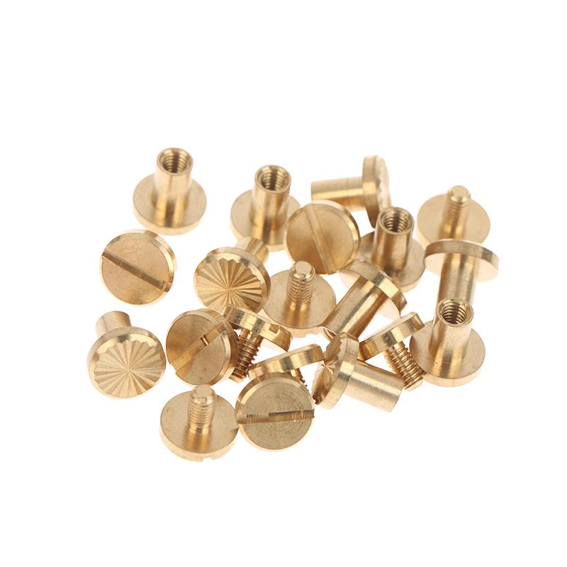 New! 10pcs Solid Brass Binding Chicago Screws Belt Screw Nail Stud Rivets For Photo Album Leather Craft Belt Wallet Fasteners
