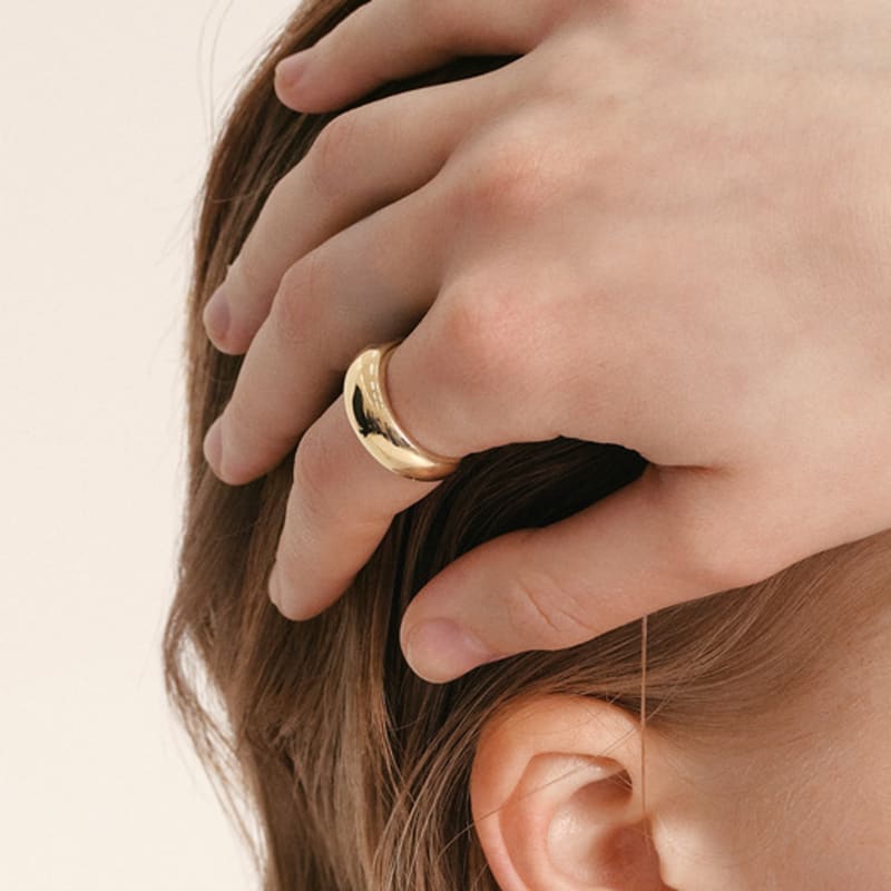 LUNNE Silver 925 Dipper Dome Ring L #LSR32