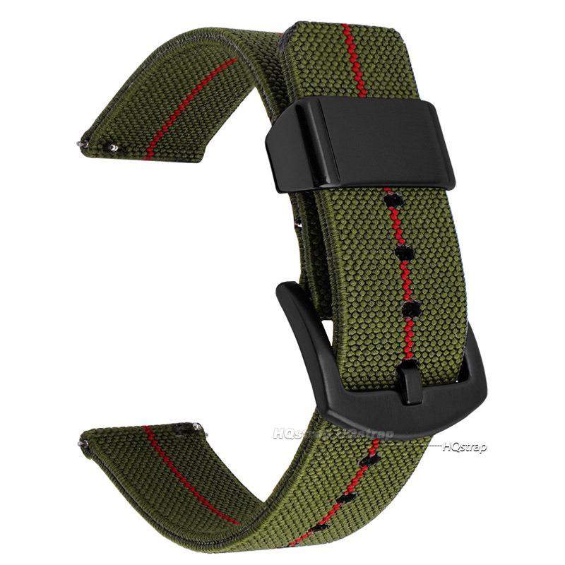 Modny Pasek do Zegarka Paski Zastępcze Nylonowe Paski do Zegarków Męskie Damskie Srebrna Czarna Klamra z Bolcem 18mm 20mm 22mm 24mm Pasek z Szybkim Mocowaniem