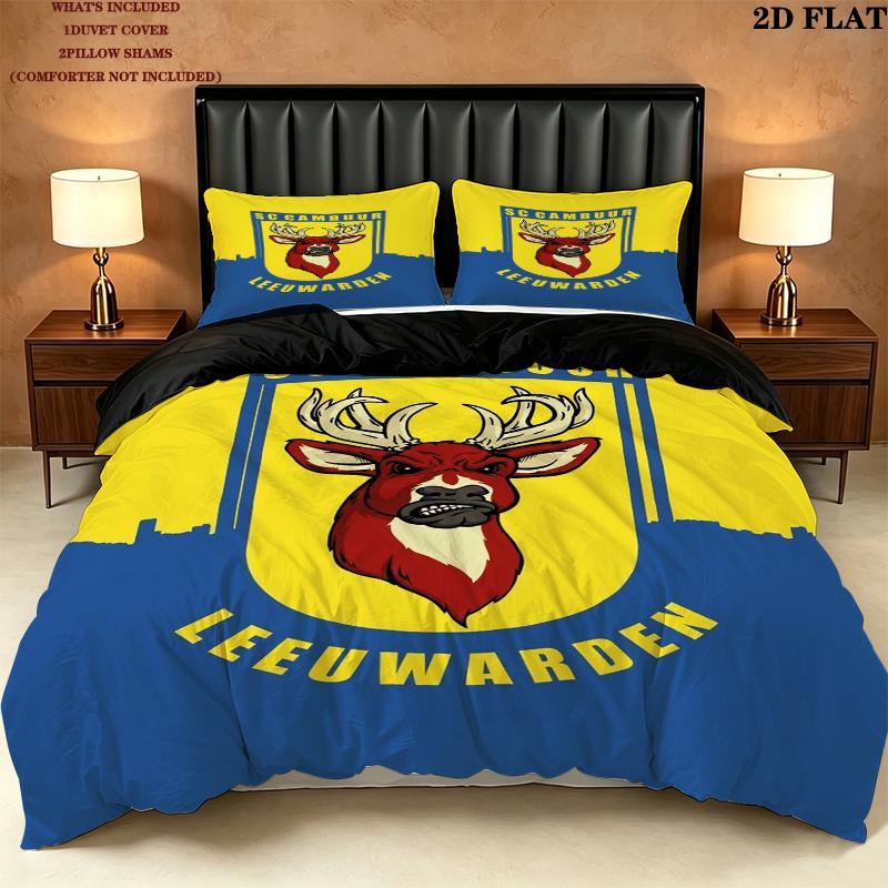 Sc Cambuur Pattern Bedding uilt Set uilt Cover Pillowcase Home Decoration Birthday Gift (1 * duvet cover + 2 * pillowcase without core)