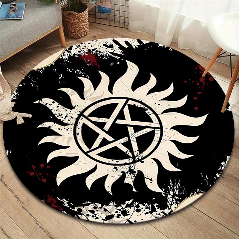 Supernatural Round Area Rug,Carpet Rug for Living Room Bedroom Sofa Playroom Decor,Non-slip Floor Mat