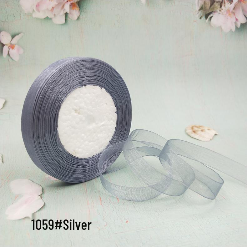 Cinta de Hilo de Nieve Transparente de 1,2 cm para Manualidades: Ganchillo, Accesorios para el Cabello, Lazos, Regalos, Empaque para Pasteles y Cajas, Cinta de Seda