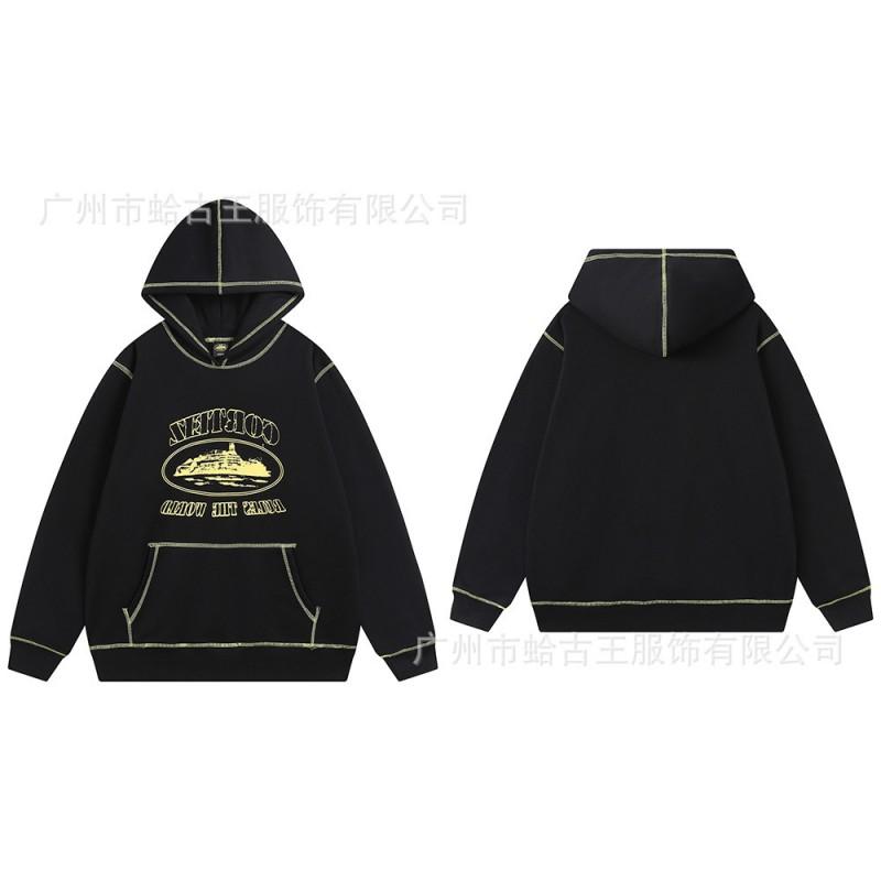 Unisex sada mikiny s kapucí a tepláků s potiskem písmen, podšitá fleecem, bavlněná směs, Streetwear, Zimní outfit