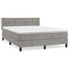 Vidaxl Letto Continentale Con Materasso, Grigio Chiaro, Velluto, 140X190Cm