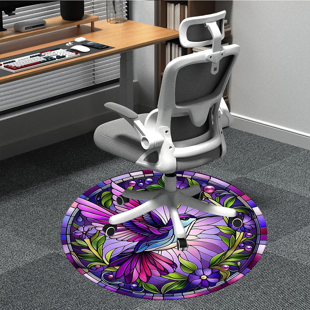 

1pc Hummingbird Garden Office Round Area Rug, Mat Suitable ForOffice, Under Office Chairs Bedroom Living Room Home Decor, Room Deco 80cm
