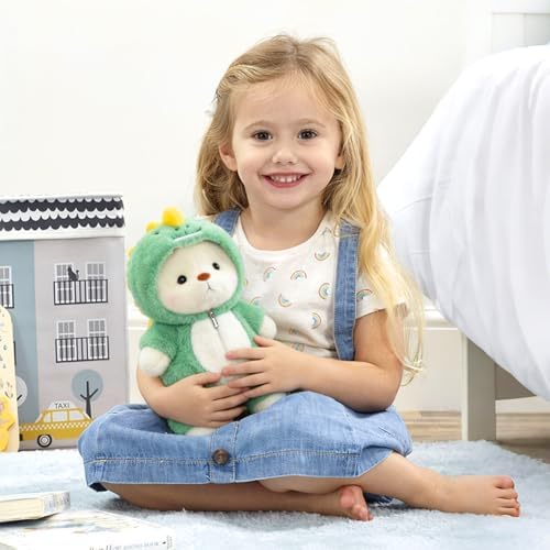 Dinosaur Teddy Bear 30cm Green Plush Dino Stuffed Animal in Dinosaur Costume, Soft Plush Toy for Birthday Christmas Gift