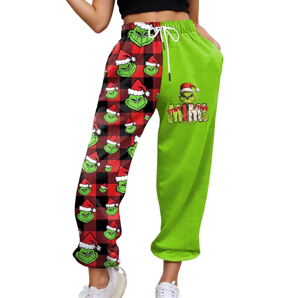 Women's Casual Fashion Christmas Printed Casual Sweatpants Elastic Waist Drawstring Pants