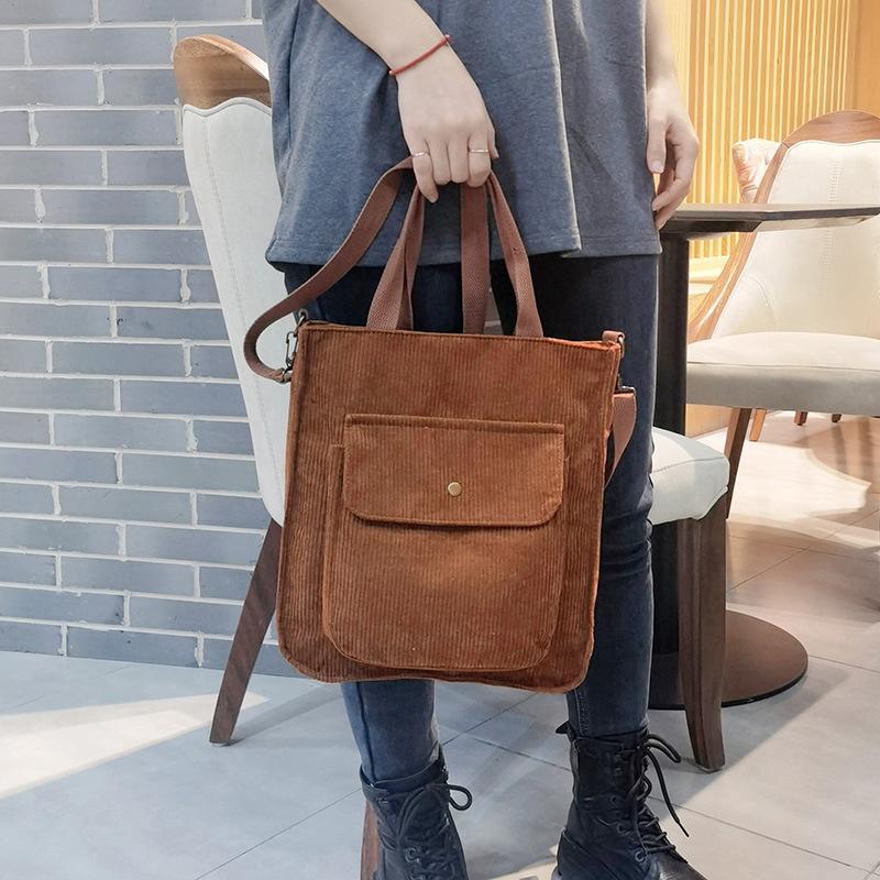 Women's Bag Corduroy New Shoulder Bag Simple Portable Messenger Bag