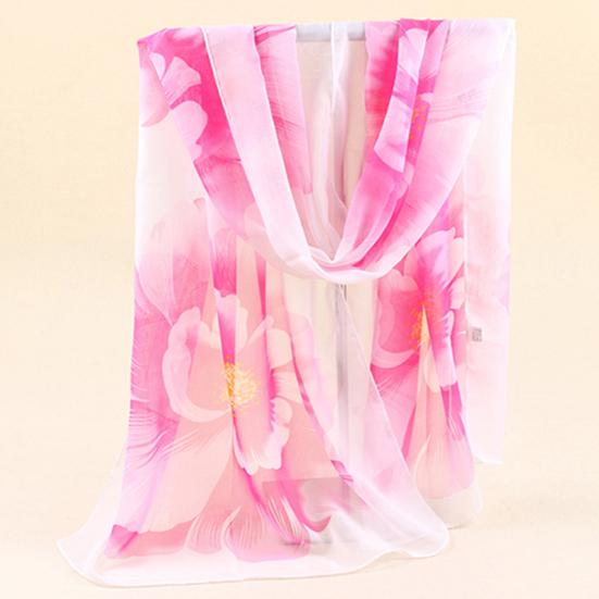 Scarf Floral Fashionable Chiffon Neckerchief Women Graceful Shawl for Dating