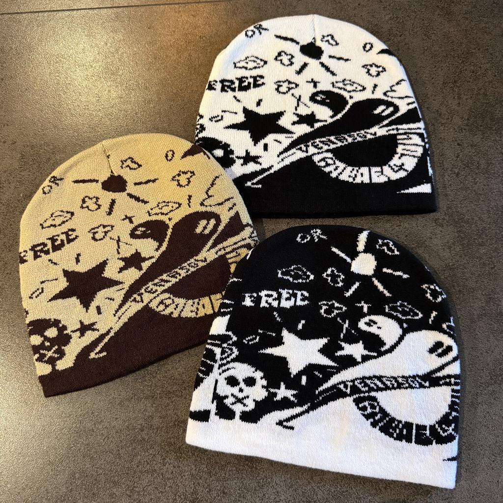 Halloween Skull Ghost Star Acrylic Wool Hat Trendsetting Design For Weather Cold