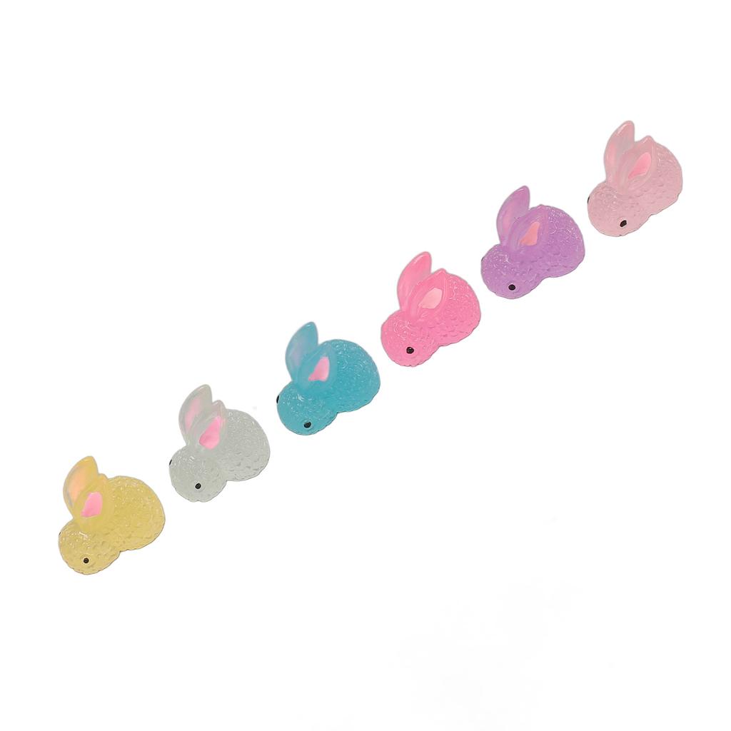 60pcs Luminous Resin Bunny Ornament Decoration Glow In Dark Resin Bunny Figure for Birthday Party