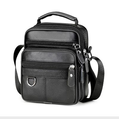 Nova bolsa transversal masculina de couro legítimo vertical, moderna, multifuncional, bolsa de ombro, maleta casual, bolsa de viagem, preta