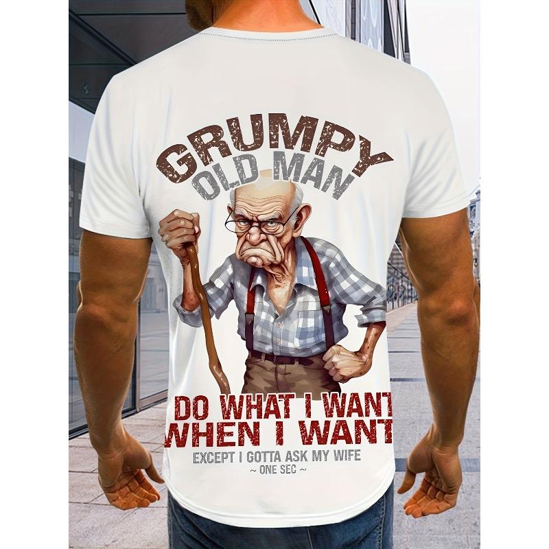 European sizes A Design Featuring a Grumpy Old Man,Letter Prints, Fun Grandpa T-Shirts, Gifts for Him, Gifts for Grandfathers, Soft T-Shirts for Men
