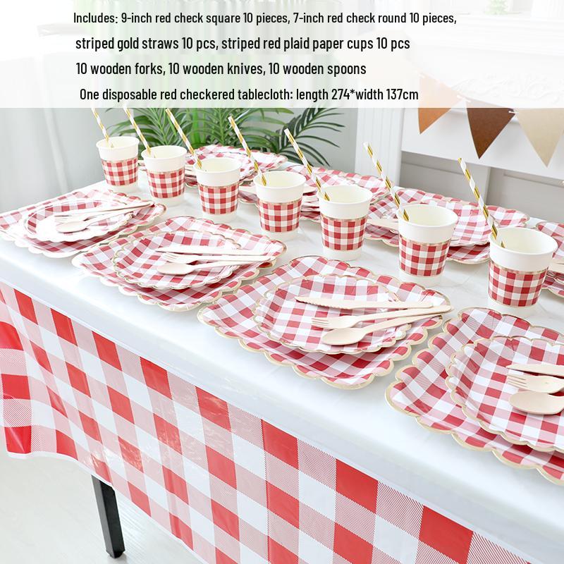 Kids' Party Disposable Tableware: Birthday Tablecloth, Cake Plates, and Dessert Table Decor