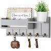Rustic Wood Key Holder with Shelf Wall Mounted Decorative Key Rack And Mail Organizer 6 Key Hooks for Living Room Entrance