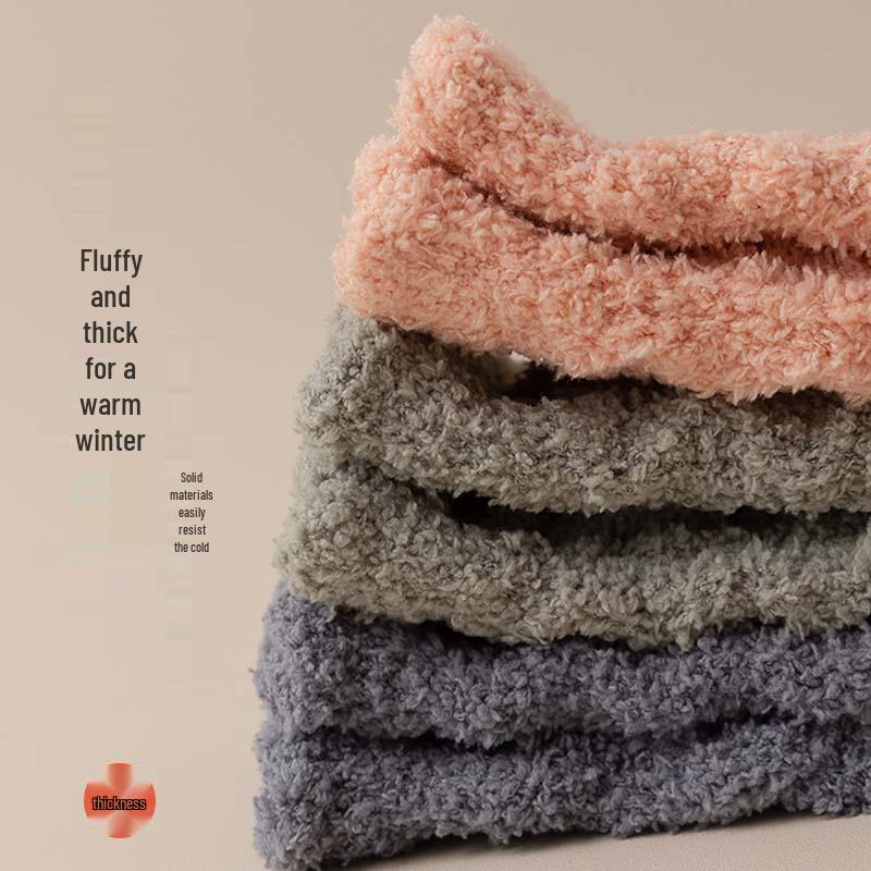 Women's Coral Fleece Knee-High Warm Socks - Velvet Lined, Non-Shedding, Thick for Autumn & Winter