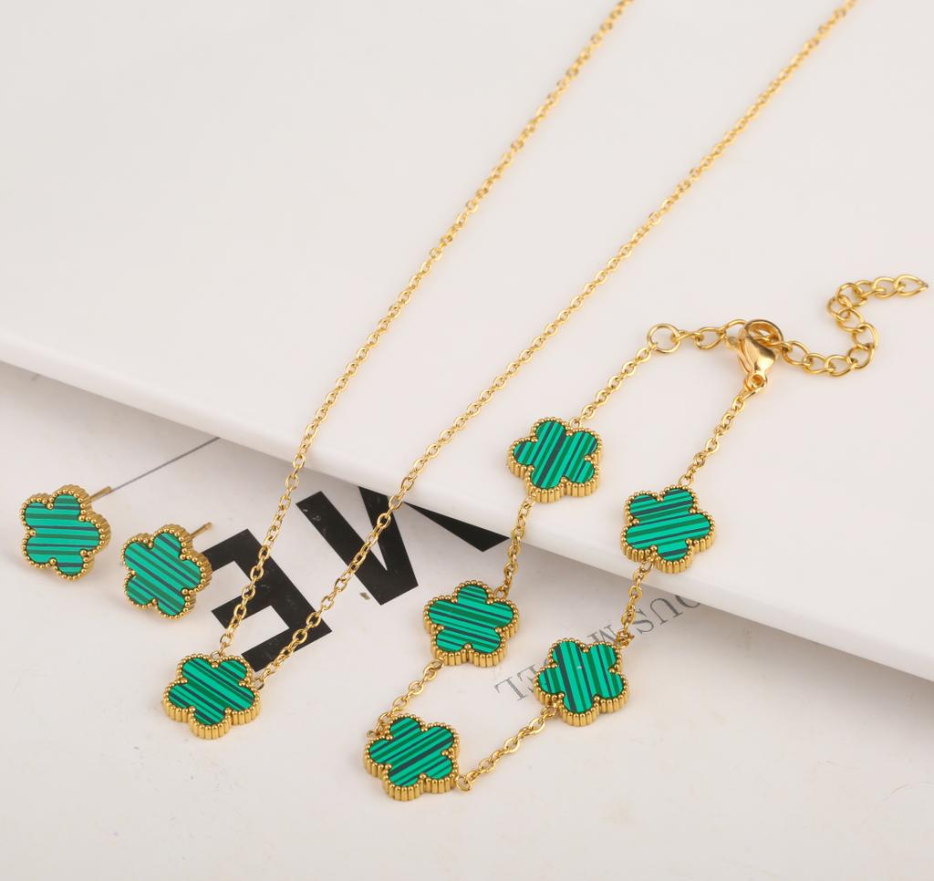 Nerezová ocel Nevyblednoucí Minimalistický Kreativní Rostlina Živý List Okvětní Lístek Květina Přívěsek Náhrdelník Náušnice Náramek Šperky Set