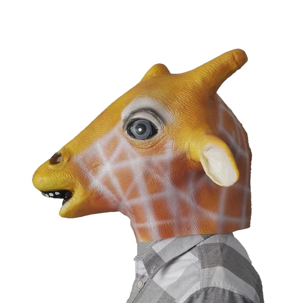 Realistic Giraffe Full Head Latex Mask Animal Cosplay Mask For Halloween Carnival Masquerade Fancy Dress Party Costume Props