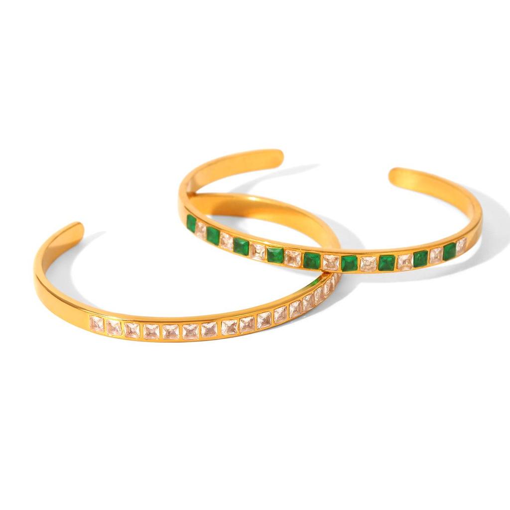 European-American Zircon Titanium Steel Bracelet: Luxurious, Star-Studded, Versatile Stainless Steel Jewelry for Women