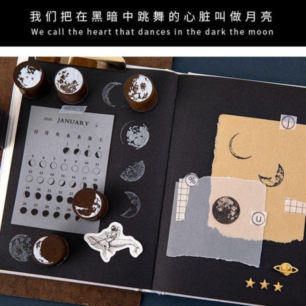 Vintage Moon Series Wood Stamp DIY Craft Wooden Rubber Stamps for Scrapbooking Stationery Scrapbooking Standard Stamp