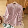 Casual Loose Blouse Shirt Women Clothes Summer Cotton Linen Ladies Tops Tee Blusas Vintage Embroidery Woman Shirt