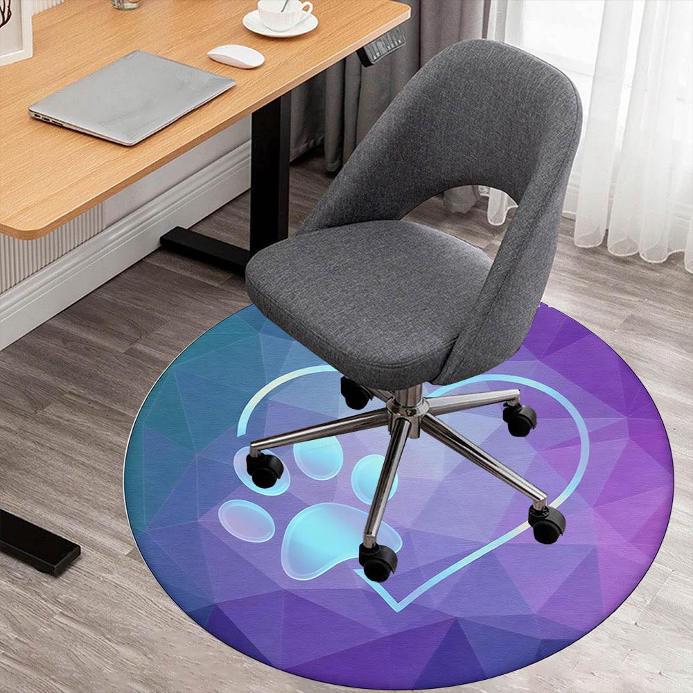 

1pc Paw Heart Round Chair mat office Area Rug - Non-Slip, Floor Mat for Office, Bedroom, Ideal home decor gift p0105104 80cm
