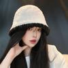 Plush bucket hat women's autumn and winter knitted basin hat winter warm bucket hat