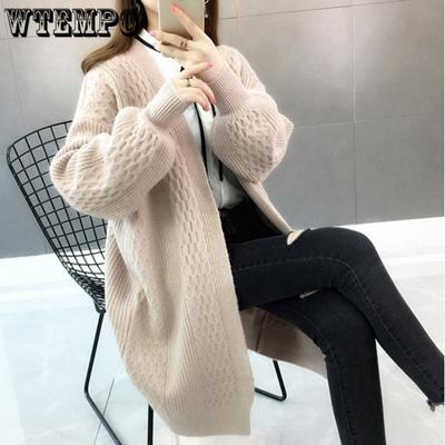Women's Sweater Cardigan Mid Length Autumn New Loose Korean Version Knitted Sweater Jacket