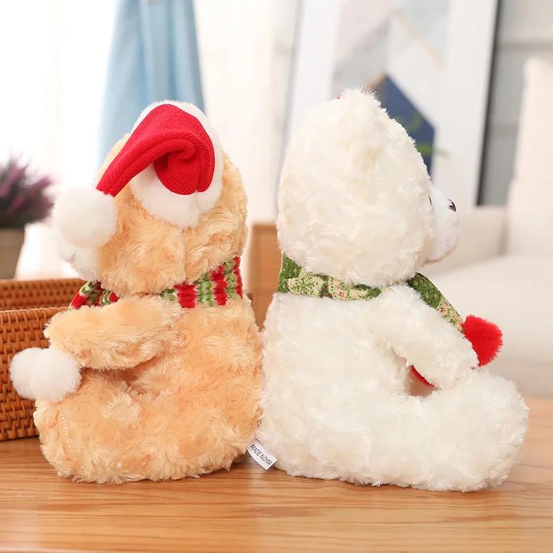 23CM New Christmas Hat Teddy Bear Plush Toys Cute Teddy Dolls Stuffed Soft for Children Girlfriend Birthday Xmas Gifts