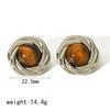 Nouveaux Produits Déclaration Pierre Naturelle Boucles d'Oreilles Œil de Tigre Imperméables Acier Inoxydable Plaqué Or Boucles d'Oreilles Clous Perle pour Femmes