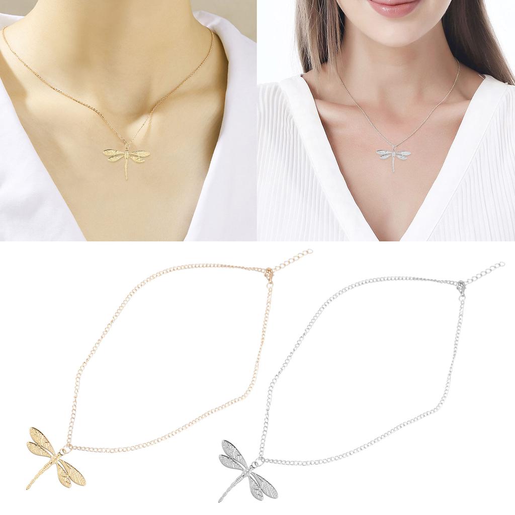 Elegant Dragonflies Zircon Pendant Necklace Jewelry Accessory with Adjustable Size Charm Chain for Women Daily Use