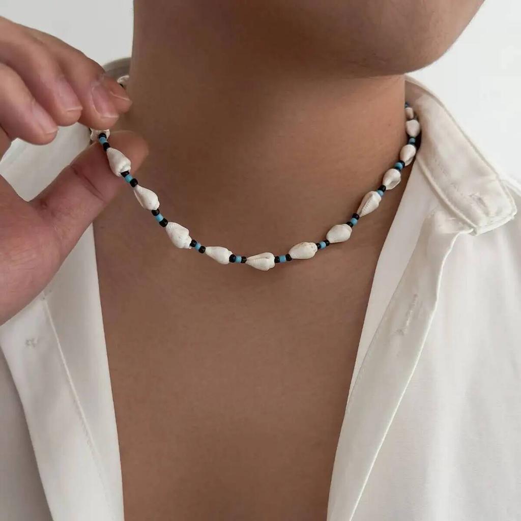 Salircon Einzigartige Kreative Holzperlen Muschel Kette Halskette für Männer Surfer Sommer Ozean Strand Urlaub Schlüsselbein Kette Schmuck