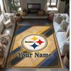 Pittsburgh Steelers Kristall-Samt-Teppich, Personalisierte rutschfeste Fußmatte mit individuellem Namenstext für Wohnkultur, Geschenk