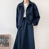 New ArrivalS Open Run Women S High Neck Zip Up Anorak Kangaroo Pocket Skirt Set