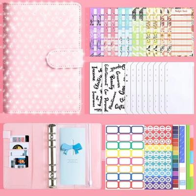 Rainstone Patterned Cover Money Saving Binder Compact PU Leather Savings Challenges Book A6 6-Ring Mini Budget Binder