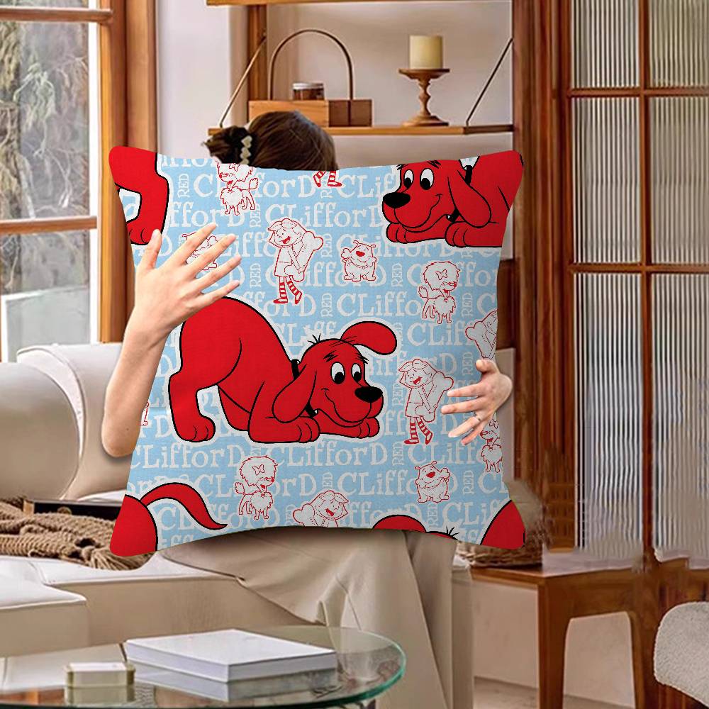 Cartoon Clifford The Big Red Dog Lucky Dragon Pillow Cover Sofa Cushion Cover Home Room Decoration Children Gift