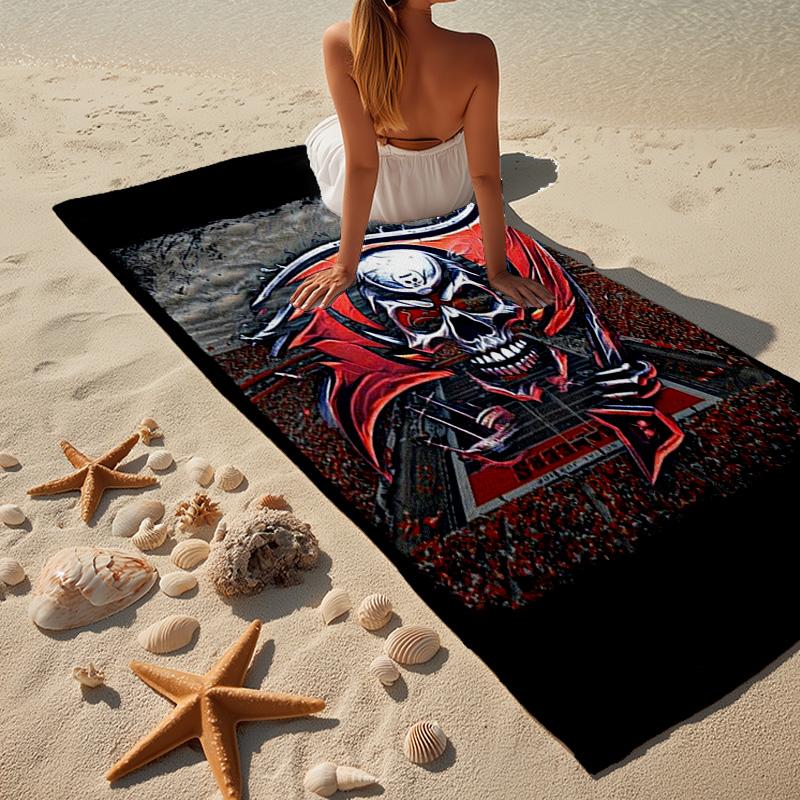 Tampa Bay Buccaneers Logo Microfiber Beach Towel, Lightweight And Quick-Dry, for Summer Travel, Beach Essential, Swimming Pool