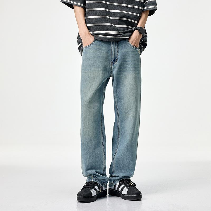 

Новые прямые джинсы с микро-рваностями и эффектом «кошачьих усов» для лета и весны 40