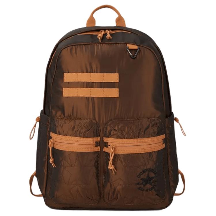 Converse Quilting Backpack Fashion Casual Zipper Closure Polyester Backpack Unisex Backpacks Light-Brown 10027968-A01 Bright Brown