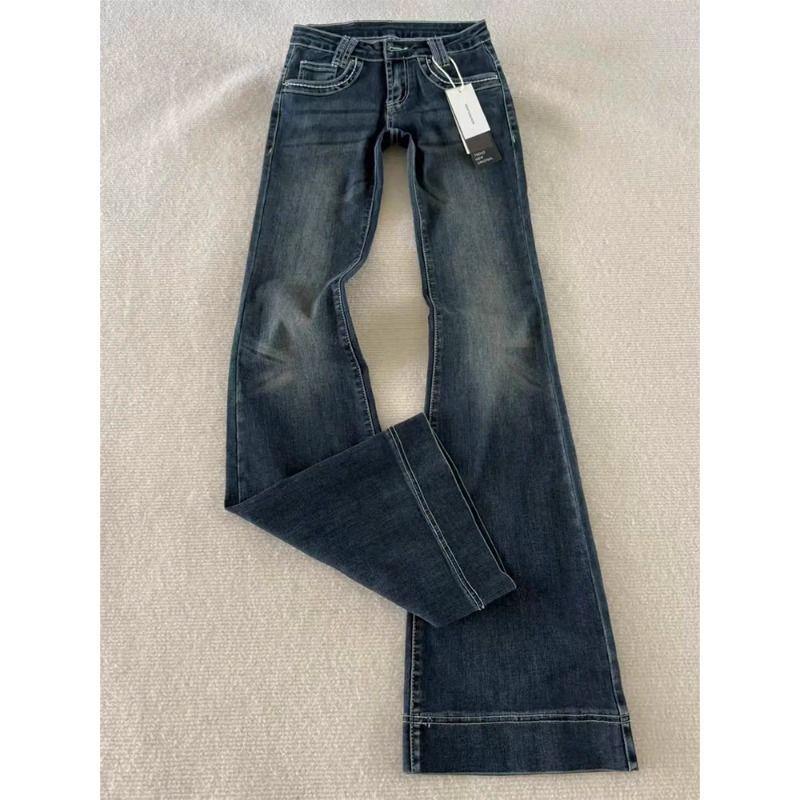 Damskor Retro Låg midja Smal passform Micro-flare Stretchjeans - Casual Golvlånga utsvängda byxor