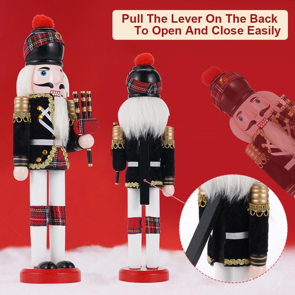30CM Christmas Nutcracker Set Wooden Nutcracker Ornament Soldier Figure Handcraft Doll Home Office Desktop Xmas Decoration Gift