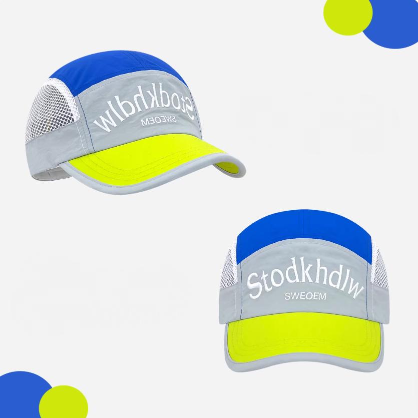 

Unisex Curved Brim Quick-Dry Baseball Cap Letter Embroidery Color Block Korean Fashion Sport Hat for Outdoor Running Cycling Adjustable жёлтый